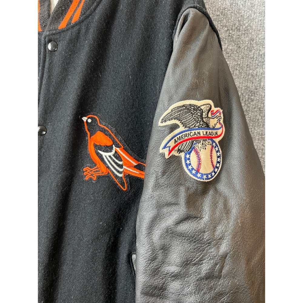 Vintage Baltimore Orioles Varsity Jacket Men‎ XL Black Orange MLB Wool Leather - Picture 3 of 8
